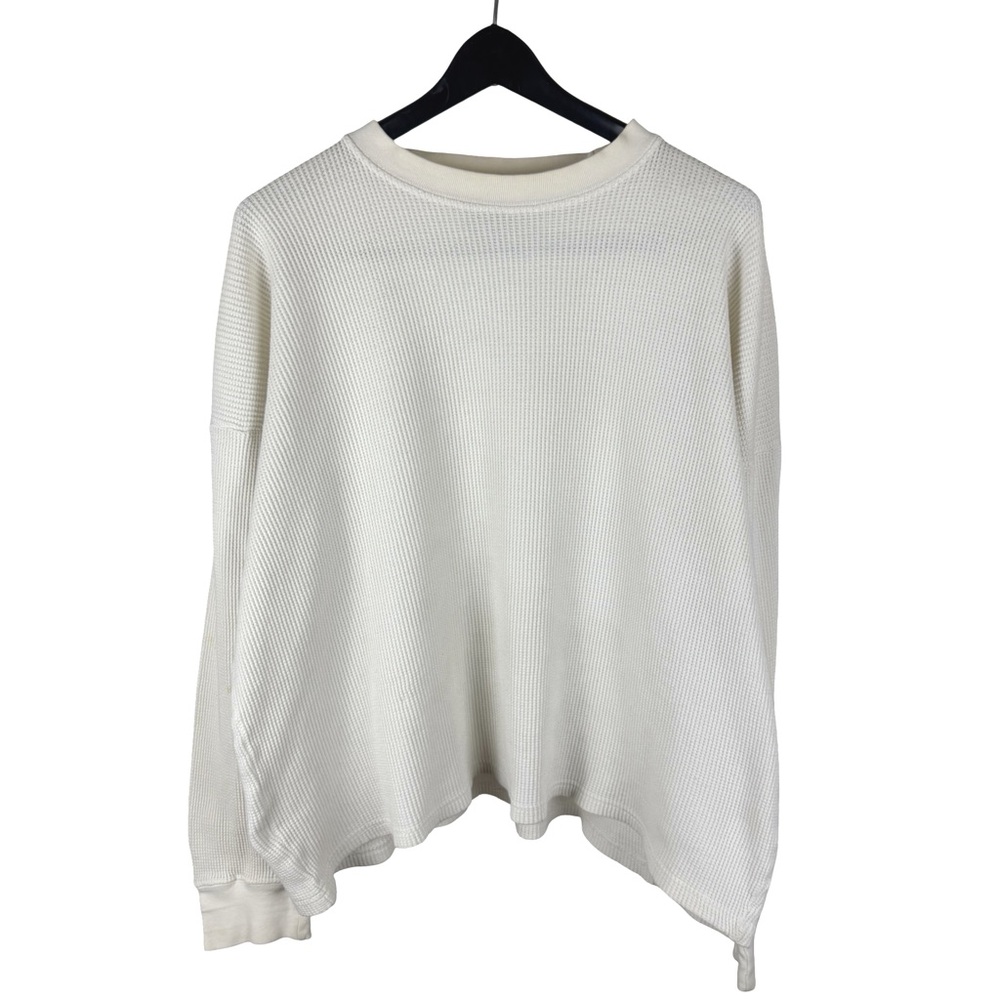 Vintage 2000s SAAD Waffle Knit Thermal Boxy Long Sleeve White Shirt Size 2XL